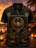 VintageStyle Casual Polo Shirt With Ancient Egyptian Art Print