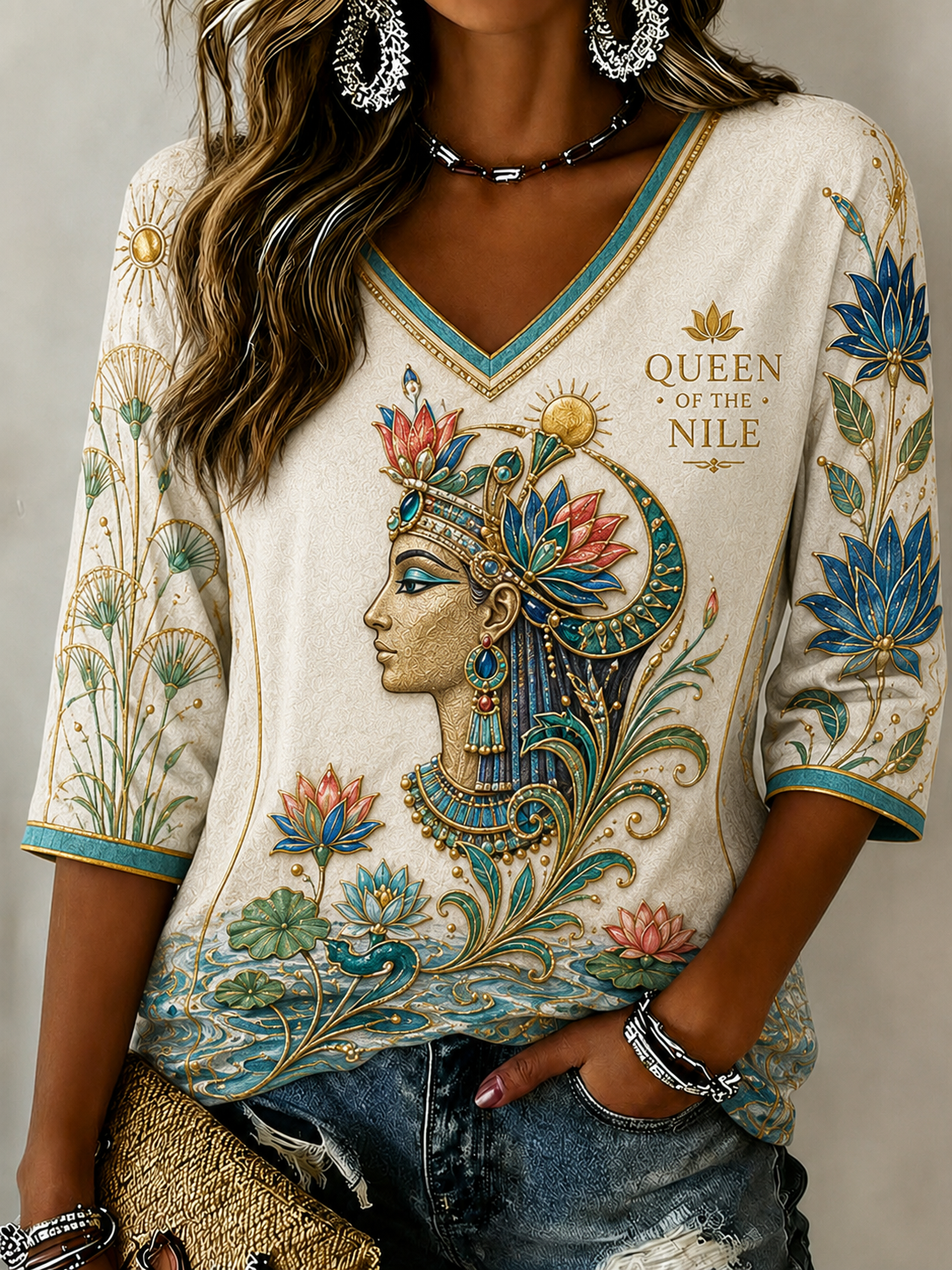 Women's Egyptian Civilization Linen Short-Sleeved T-Shirt