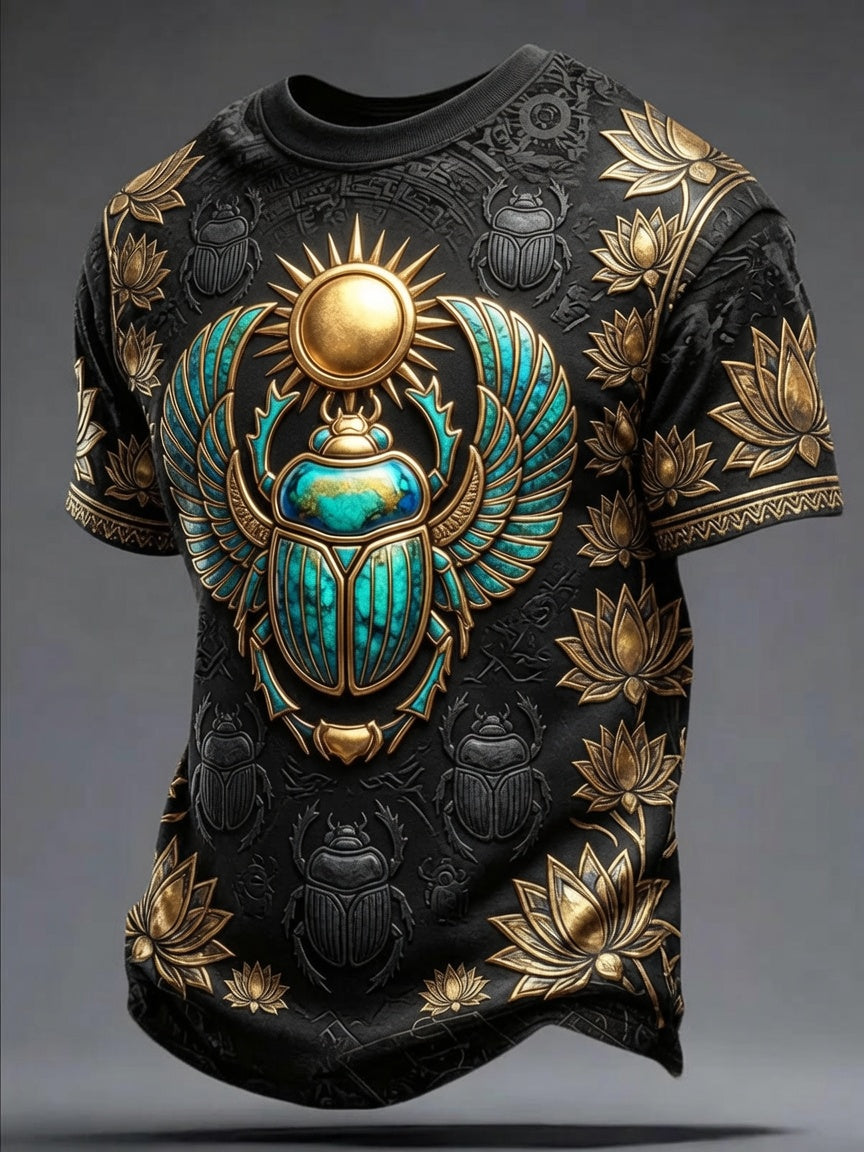 Men’s Ancient Egyptian Civilization Printed Casual Short-Sleeve T-Shirt