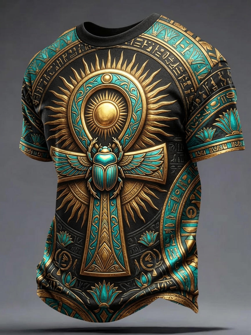 Men’s Ancient Egyptian Civilization Printed Casual Short-Sleeve T-Shirt