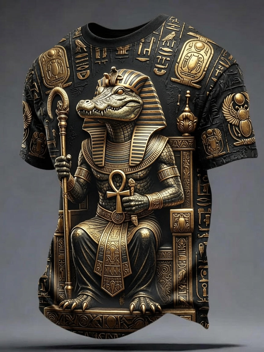 Men’s Ancient Egyptian Civilization Printed Casual Short-Sleeve T-Shirt