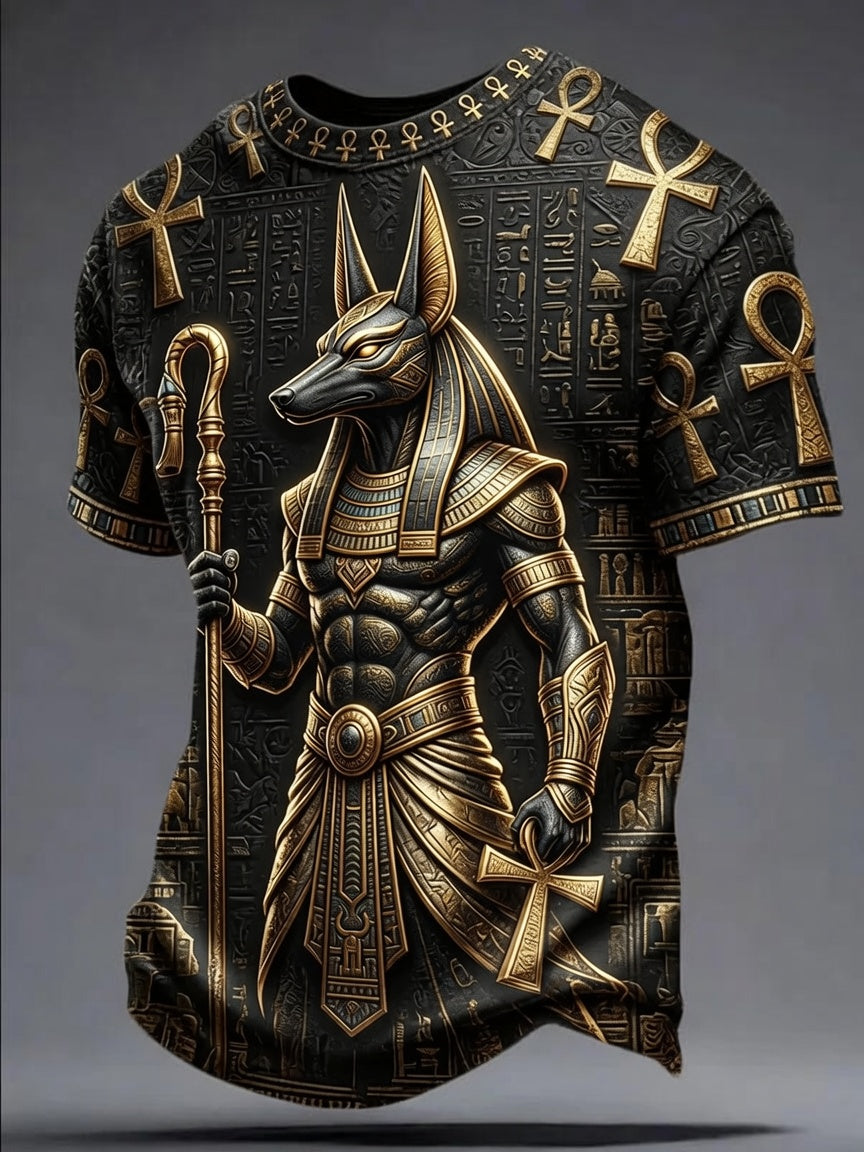 Men’s Ancient Egyptian Civilization Printed Casual Short-Sleeve T-Shirt