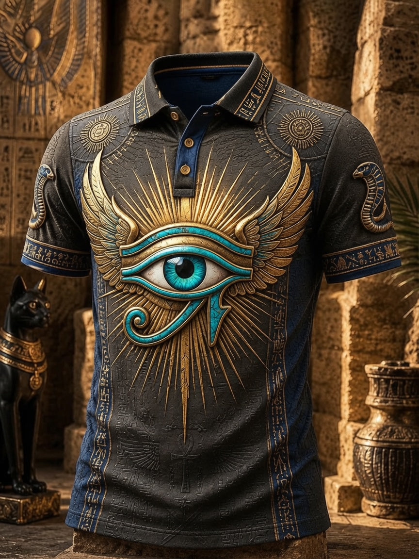 Men’s Ancient Egyptian Civilization Printed Casual Short-Sleeve Polo Shirt