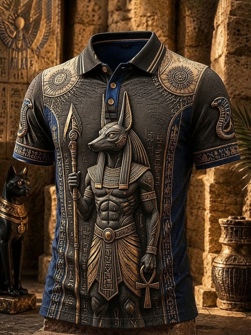 Men’s Ancient Egyptian Civilization Printed Casual Short-Sleeve Polo Shirt