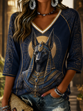 Women's Egyptian Civilization Linen Short-Sleeved T-Shirt