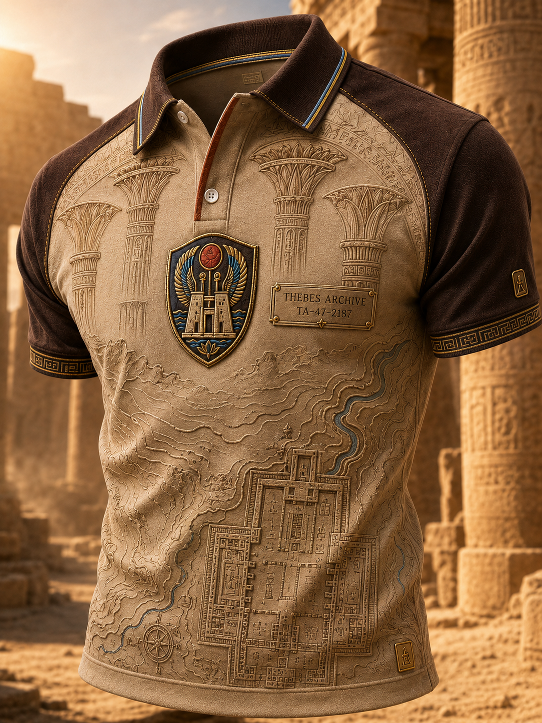 Men's Egyptian Civilization Art Print Polo Shirt