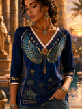 Women's Egyptian Civilization Linen Short-Sleeved T-Shirt