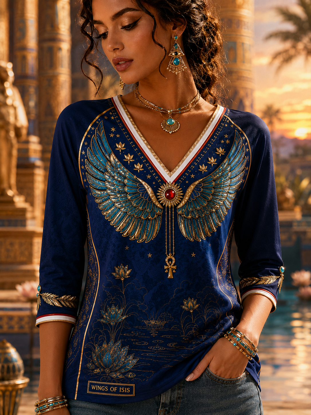 Women's Egyptian Civilization Linen Short-Sleeved T-Shirt