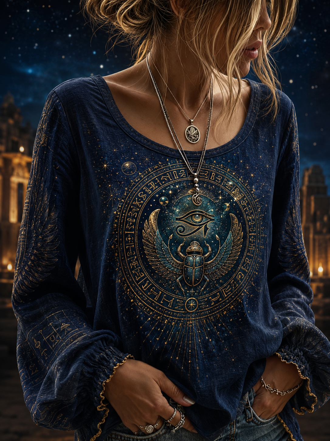 Women's Egyptian Civilization Cotton-Linen Shirt