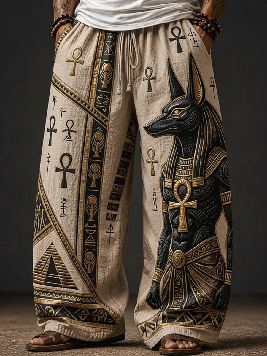 Men’s Ancient Egyptian Ra God of the Sun Art Print Loose Drawstring Waist Pants
