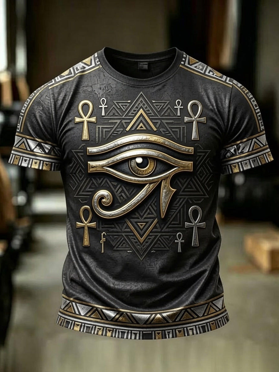 Men’s Egyptian Ancient Art and Culture Printed Casual Short-Sleeve T-Shirt