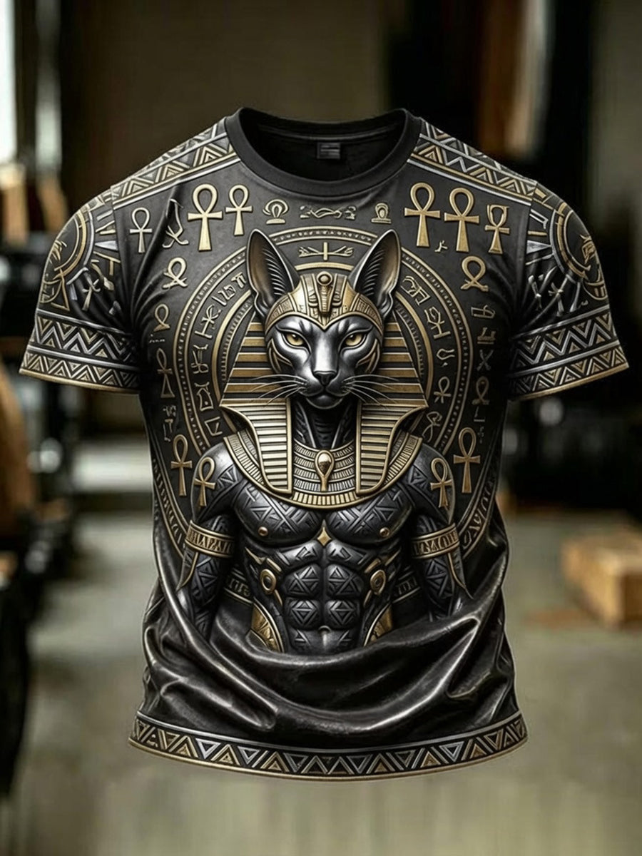 Men’s Egyptian Ancient Art and Culture Printed Casual Short-Sleeve T-Shirt