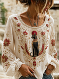 Women's Egyptian Civilization Cotton-Linen Shirt