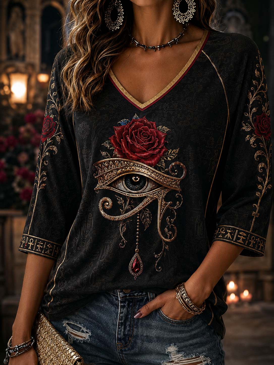 Women's Egyptian Civilization Linen Short-Sleeved T-Shirt
