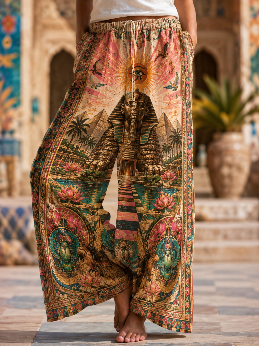 Women's Egyptian Civilization Comfortable High Stretch Flared Pants
