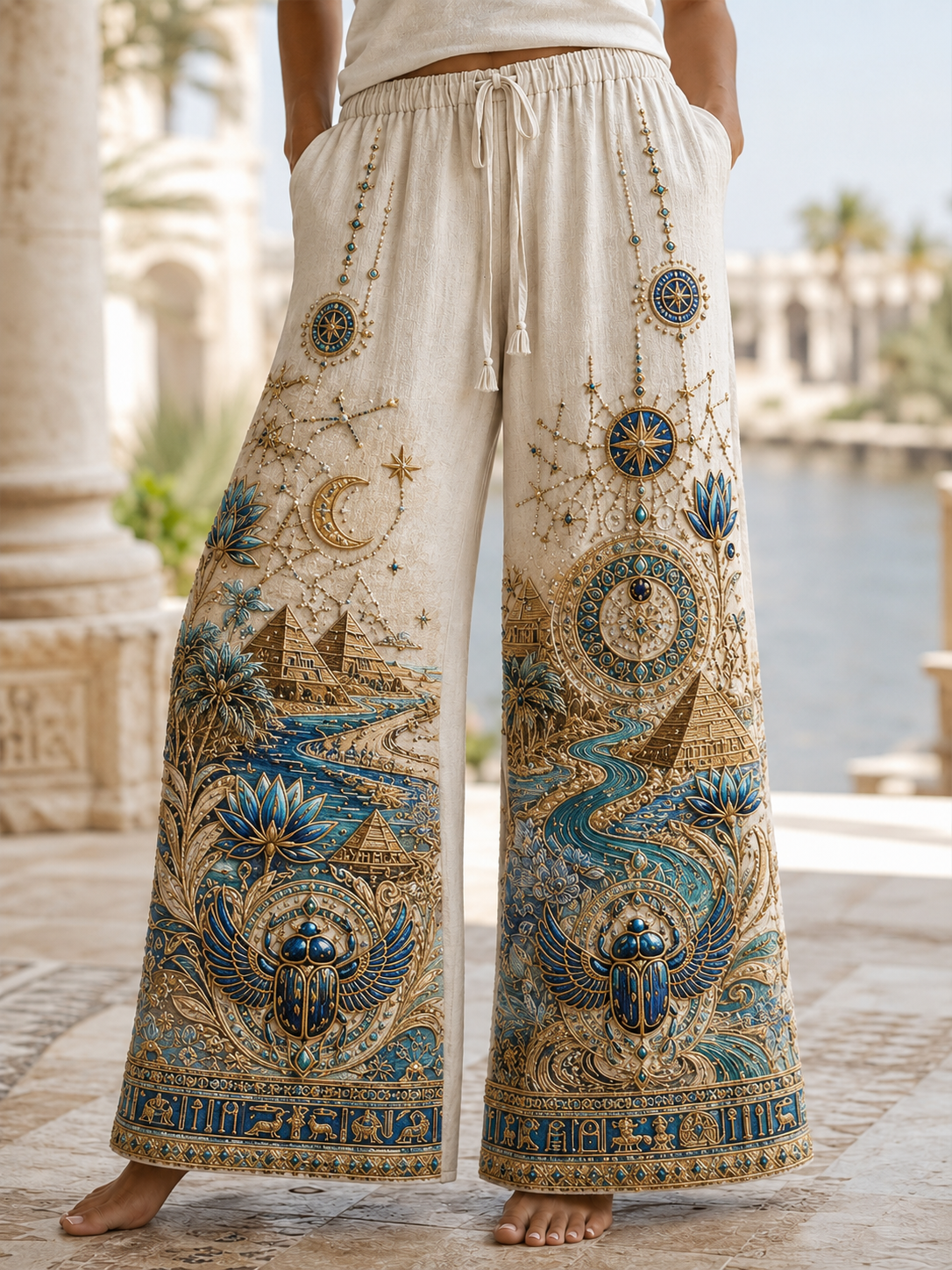 Women's Egyptian Civilization Comfortable High Stretch Flared Pants