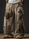 Men’s Ancient Egyptian Art Print Loose Drawstring Waistband Pants