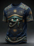 Men’s Ancient Egyptian Art Print Loose-Fit Floral Casual T-Shirt