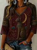 Women's Egyptian Civilization Linen Short-Sleeved T-Shirt