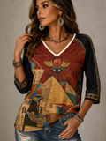 Women's Egyptian Civilization Linen Short-Sleeved T-Shirt