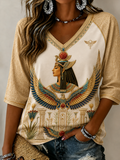 Women's Egyptian Civilization Linen Short-Sleeved T-Shirt