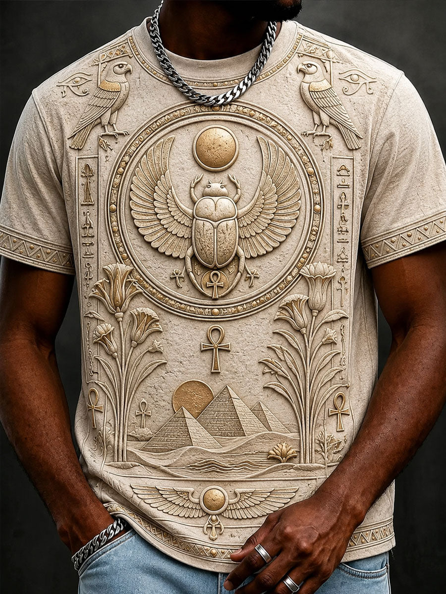 Men’s Art Print of Ancient Egyptian Casual Short-Sleeve T-Shirt