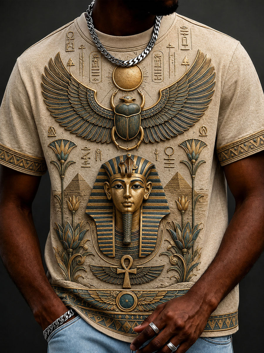 Men’s Art Print of Ancient Egyptian Casual Short-Sleeve T-Shirt