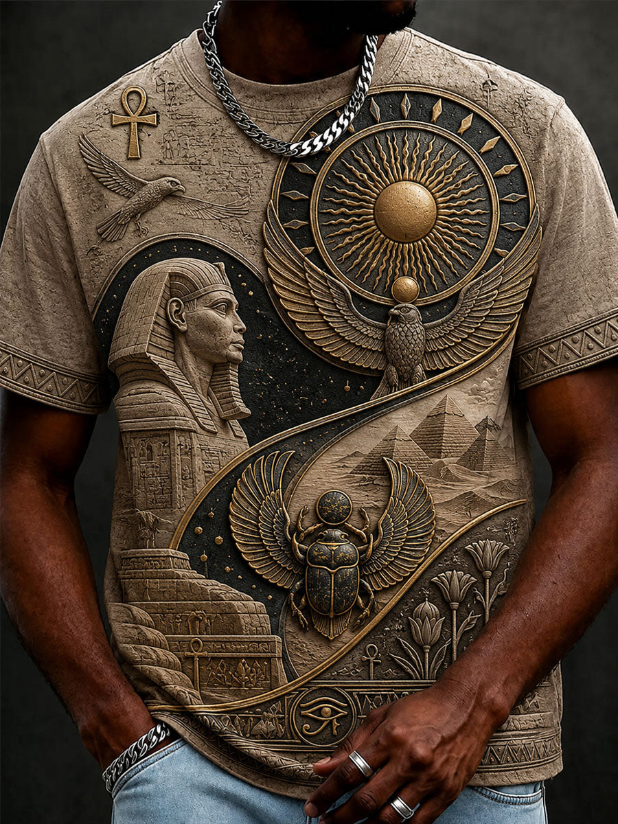 Men’s Art Print of Ancient Egyptian Casual Short-Sleeve T-Shirt
