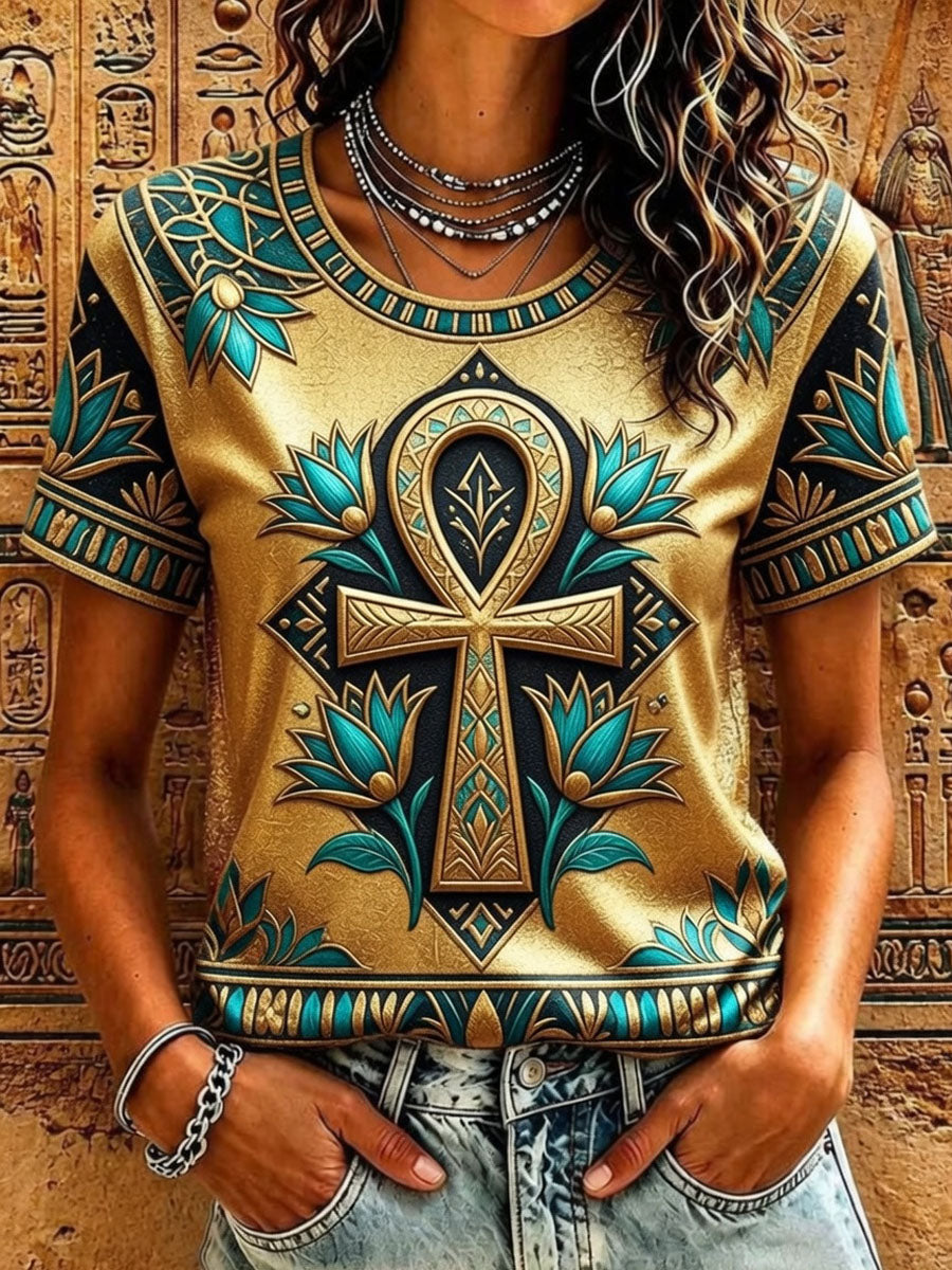 Women’s Art Print of Ancient Egyptian Casual Short-Sleeve T-Shirt