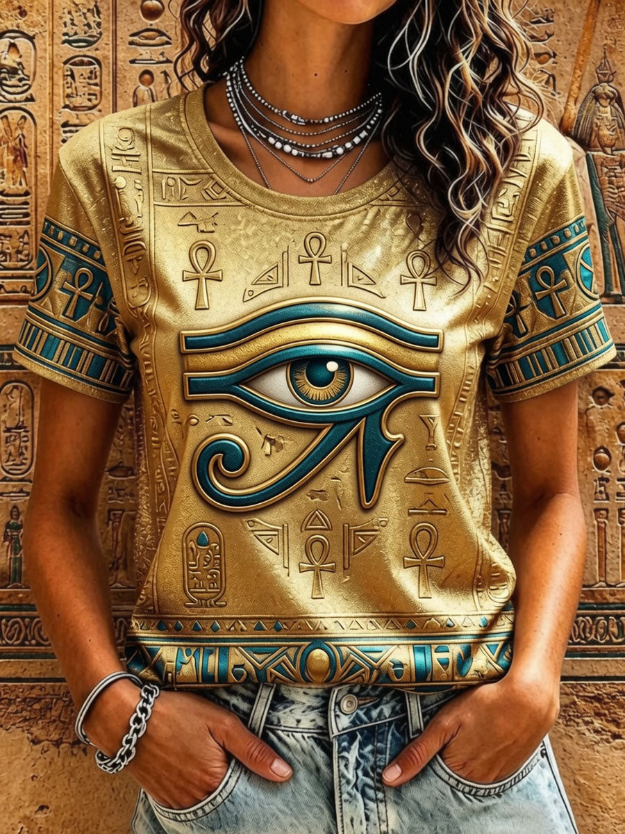 Women’s Art Print of Ancient Egyptian Casual Short-Sleeve T-Shirt
