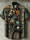 Men’s Art Print of Ancient Egyptian Casual Short-Sleeved Shirt