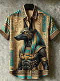 Men’s Art Print of Ancient Egyptian Casual Short-Sleeved Shirt