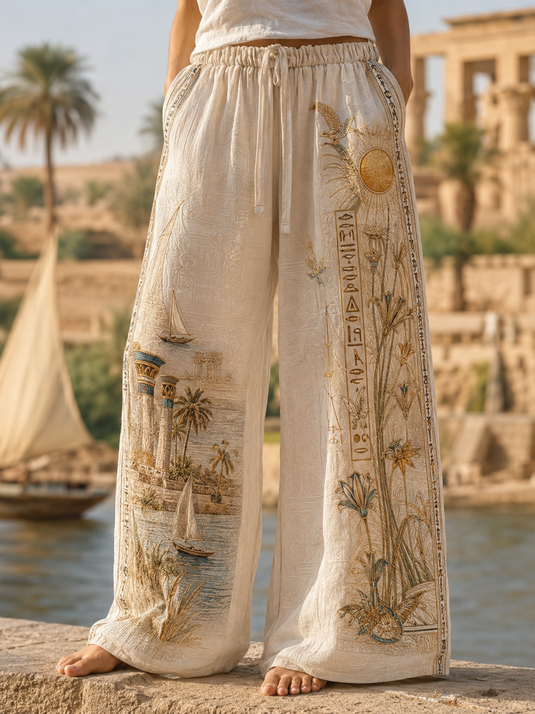 Women's Egyptian Civilization Comfortable High Stretch Flared Pants
