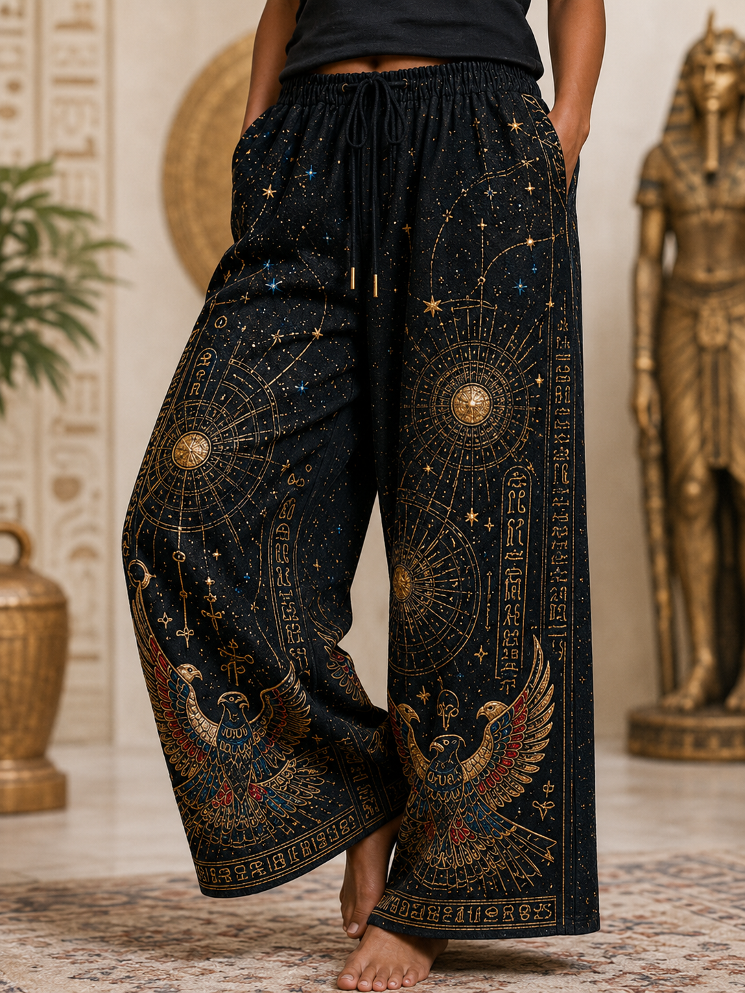 Women's Egyptian Civilization Comfortable High Stretch Flared Pants