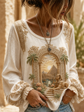 Women's Ancient Egyptian Civilization Cotton-Linen Shirt