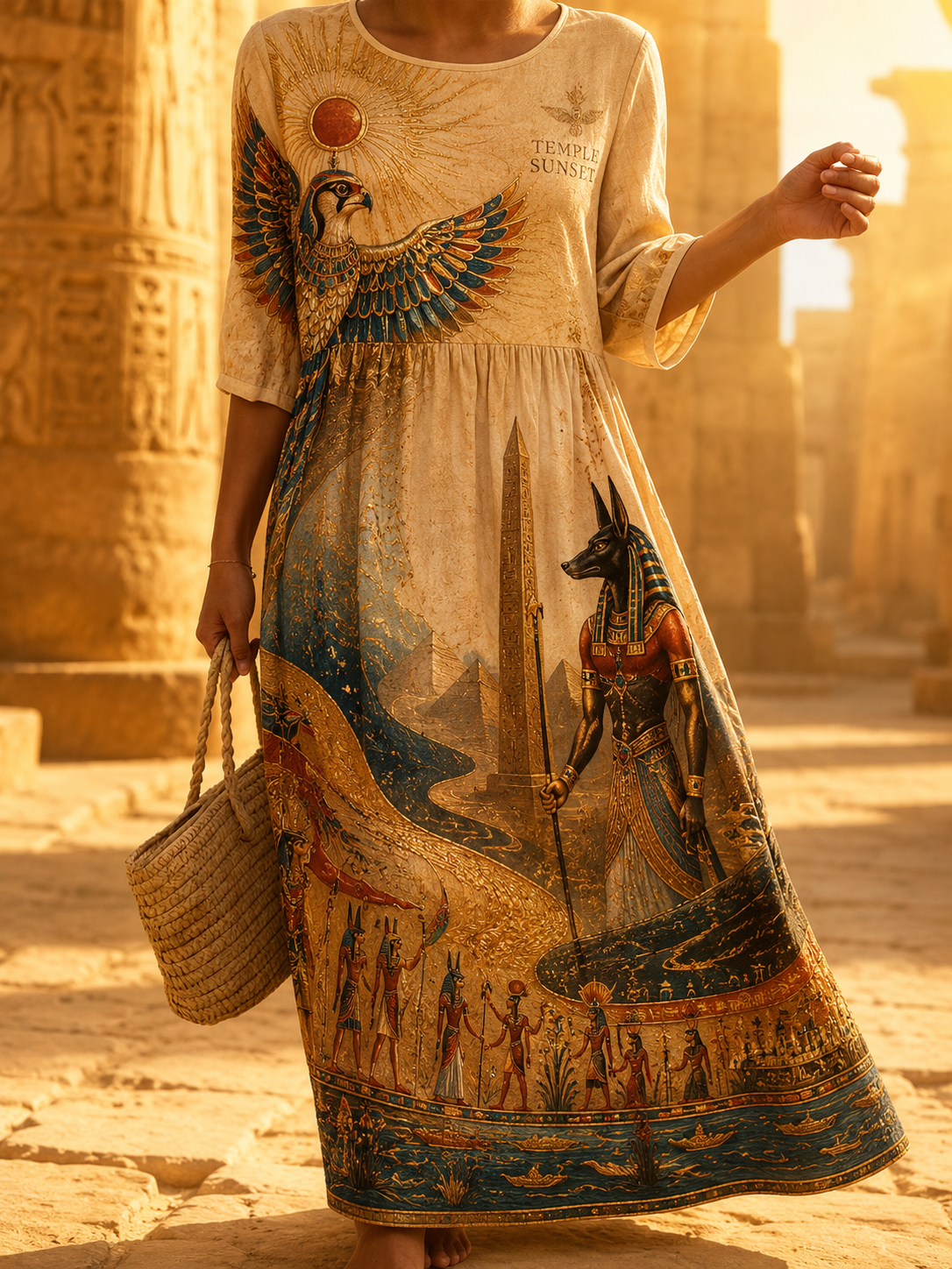 Women's Egyptian Civilization Cotton Linen Dress