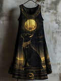 Retro Ancient Egyptian Art Print Casual Dress