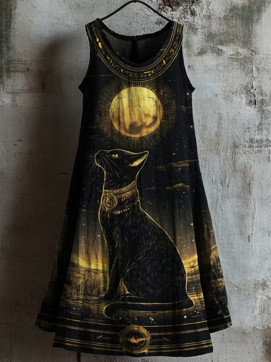 Retro Ancient Egyptian Art Print Casual Dress