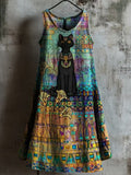 Retro Ancient Egyptian Art Print Casual Dress