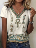 Retro Ancient Egyptian Art Print Casual T-shirt