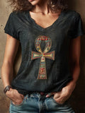 Retro Ancient Egyptian Art Print Casual T-shirt