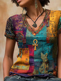 Retro Ancient Egyptian Art Print Casual T-shirt