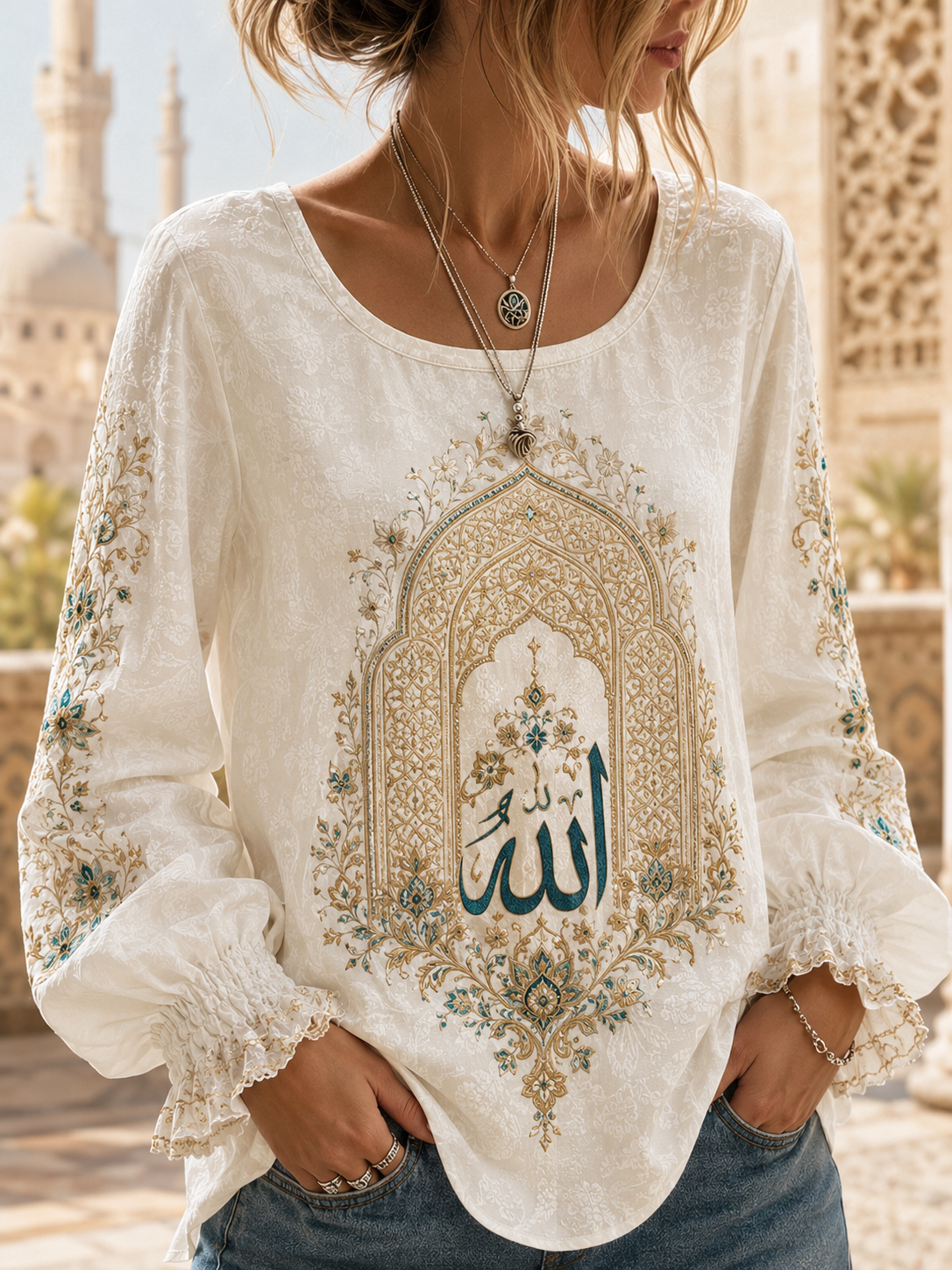 Women's Egyptian Islam Cotton-Linen Shirt