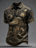 Men’s Art Print of Ancient Egyptian Civilization Casual Short-Sleeve Polo Shirt