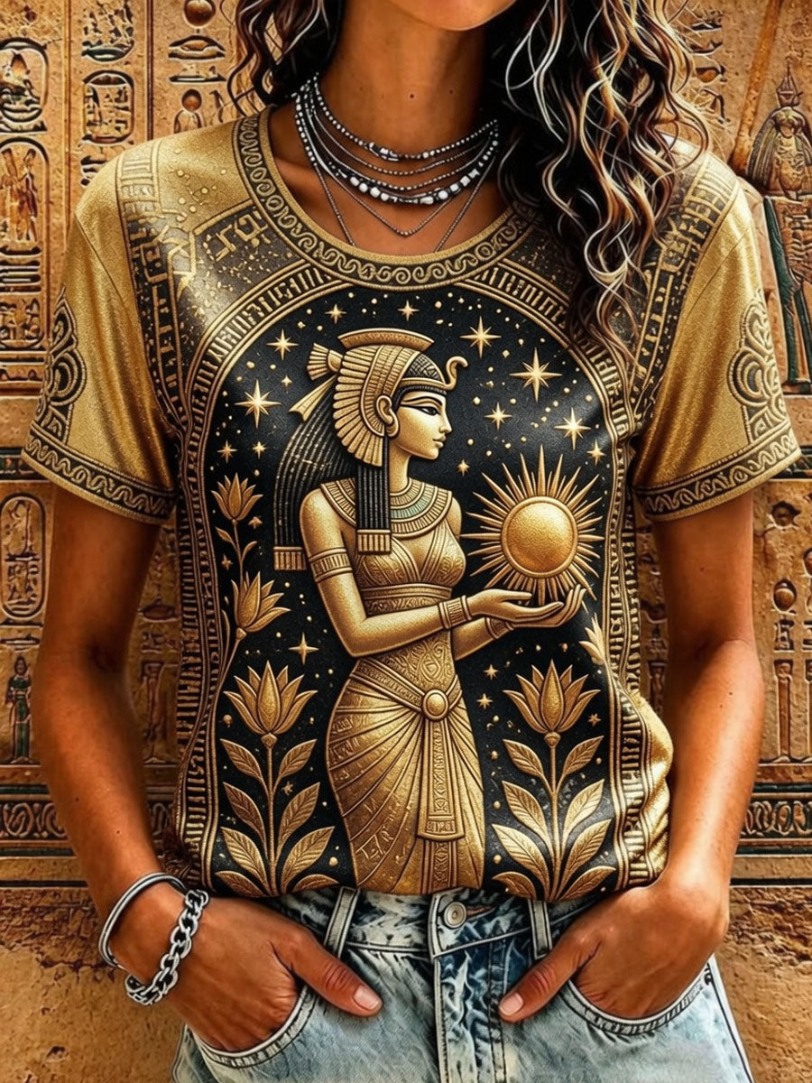 Women’s Ancient Egyptian Civilization Printed Casual Short-Sleeve T-Shirt