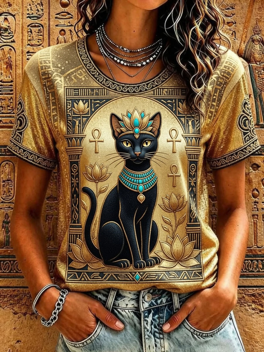 Women’s Ancient Egyptian Civilization Printed Casual Short-Sleeve T-Shirt