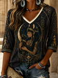 Women's Egyptian Civilization Linen Short-Sleeved T-Shirt