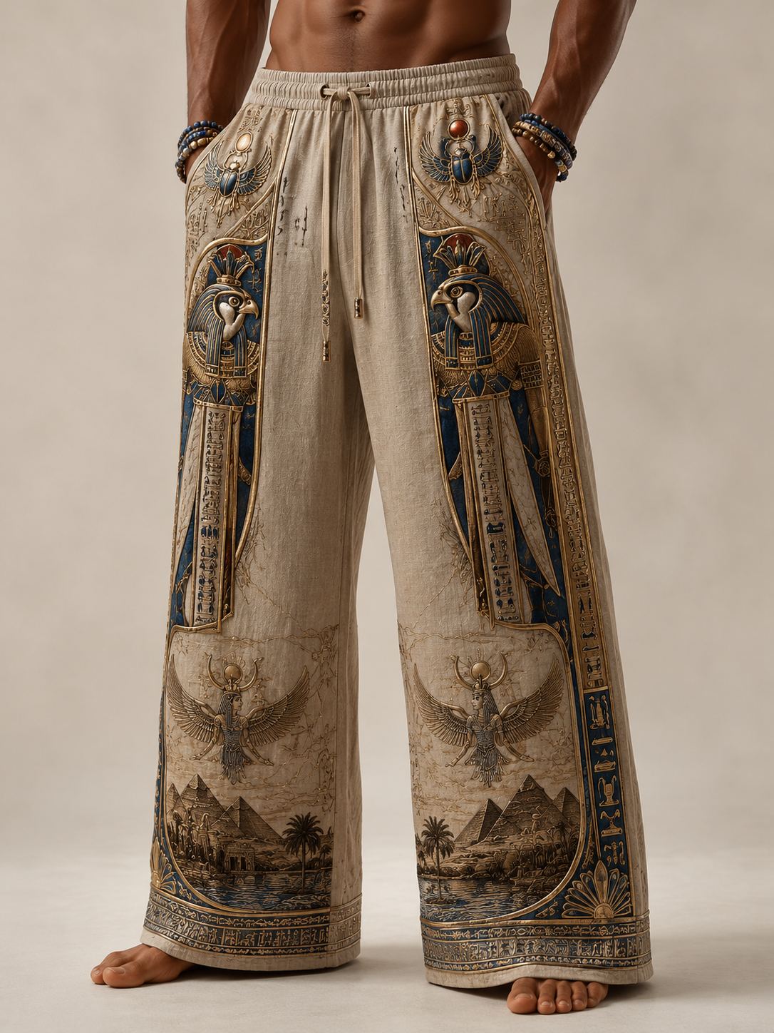 Men's Egyptian Civilization Art Cotton And Hemp Pants