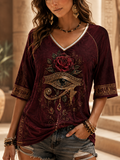 Women's Egyptian Civilization Linen Short-Sleeved T-Shirt