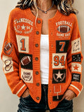 Women's Football Pattern Knitted Cardigan Top